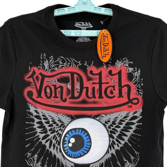 NWT Von Dutch Men's Embroidered "Keep an Eye Out" Graphic Black T-Shirt Size M - Picture 3 of 10